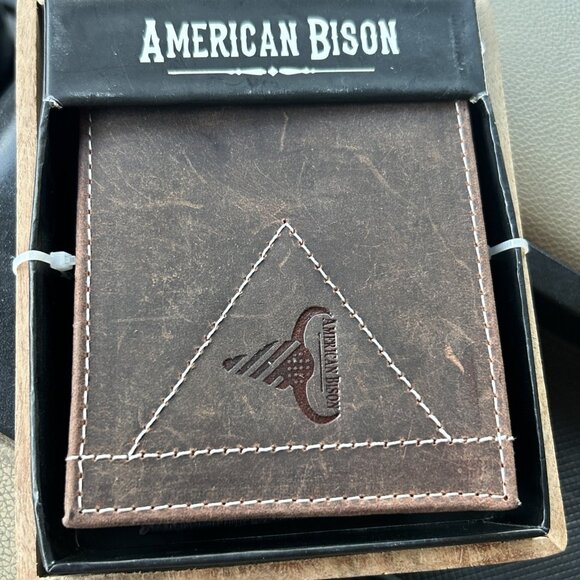 American Bison Brown Genuine Leather Wallet Western Rodeo Cowboy Father’s Day Ne - Picture 12 of 12